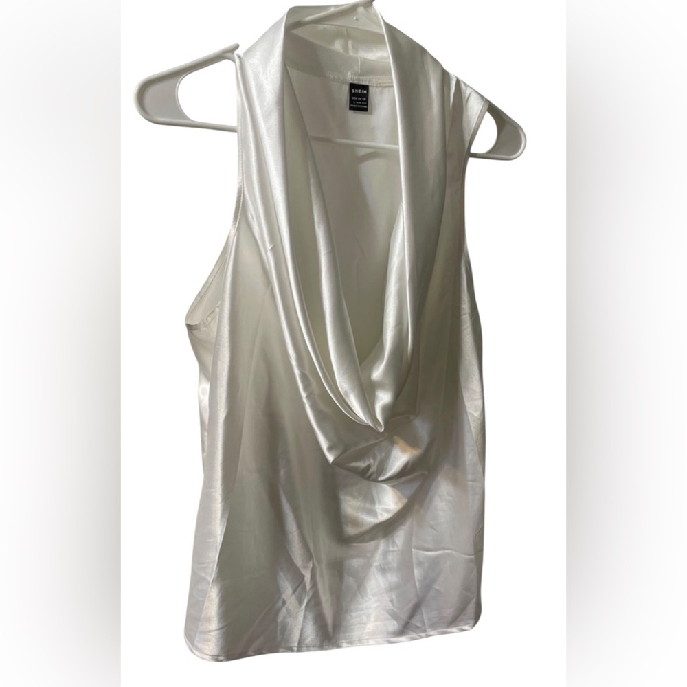 White Satin Cowl Neck Top | Clean Girl • Night Out